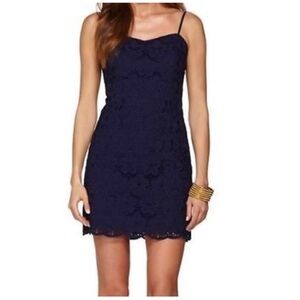 Lilly Pulitzer McCallum Navy Eyelet Tie Back Dress